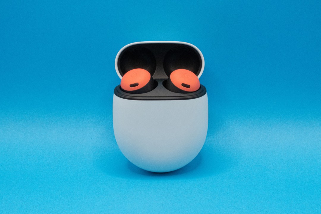 Pixel Buds Pro against blue background