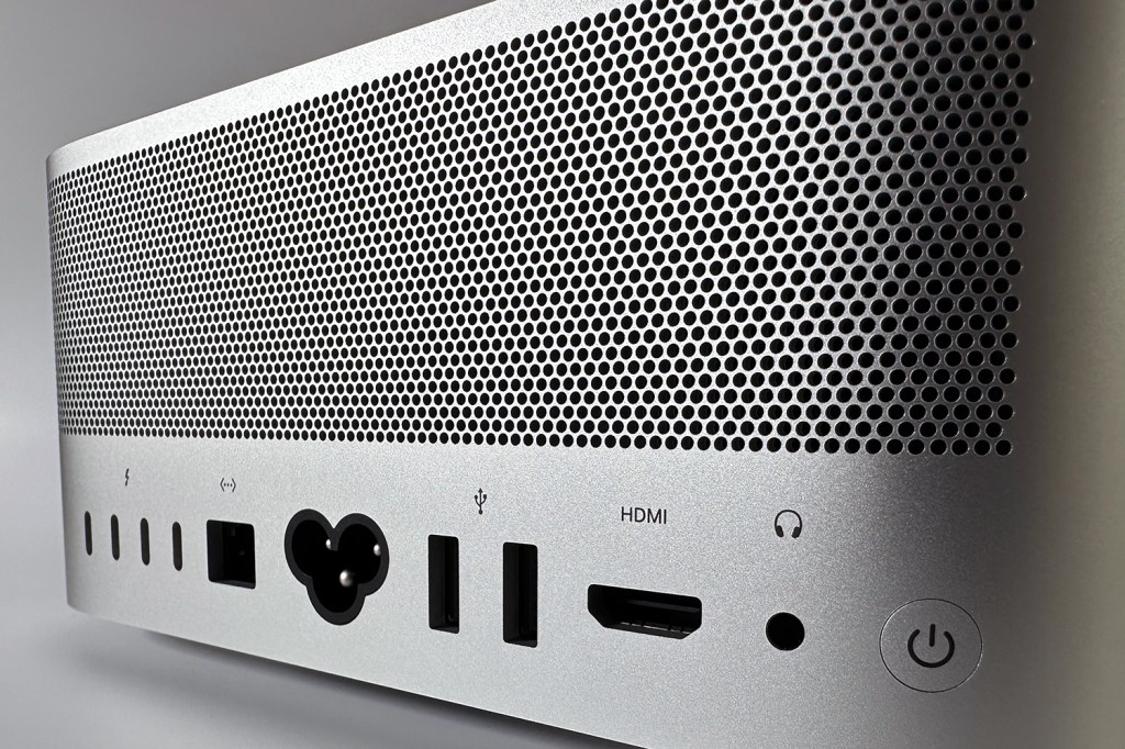 Back of unit, with ports and power button