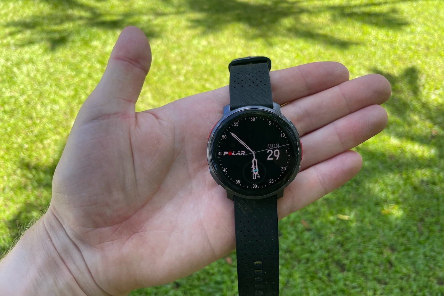 Polar Vantage V3 sports watch on a hand