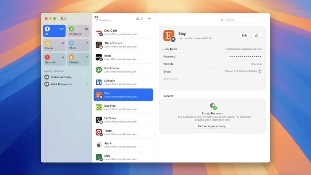 Passwords app on macOS Sequoia