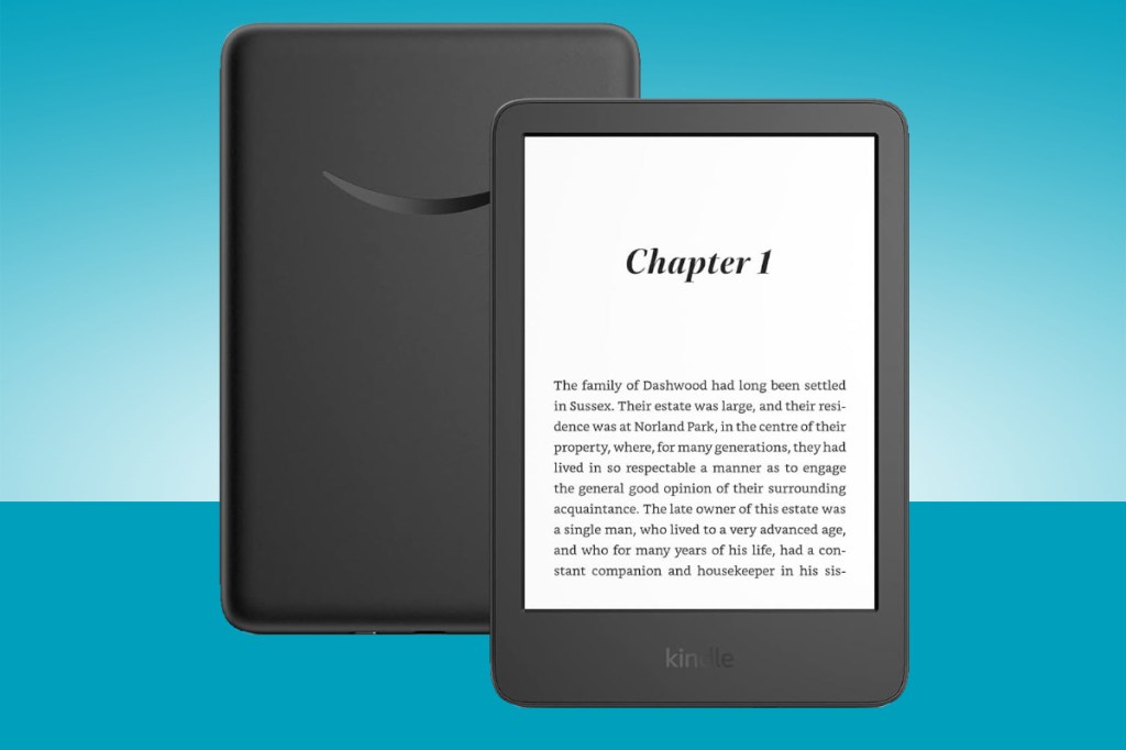 Amazon Kindle on blue background