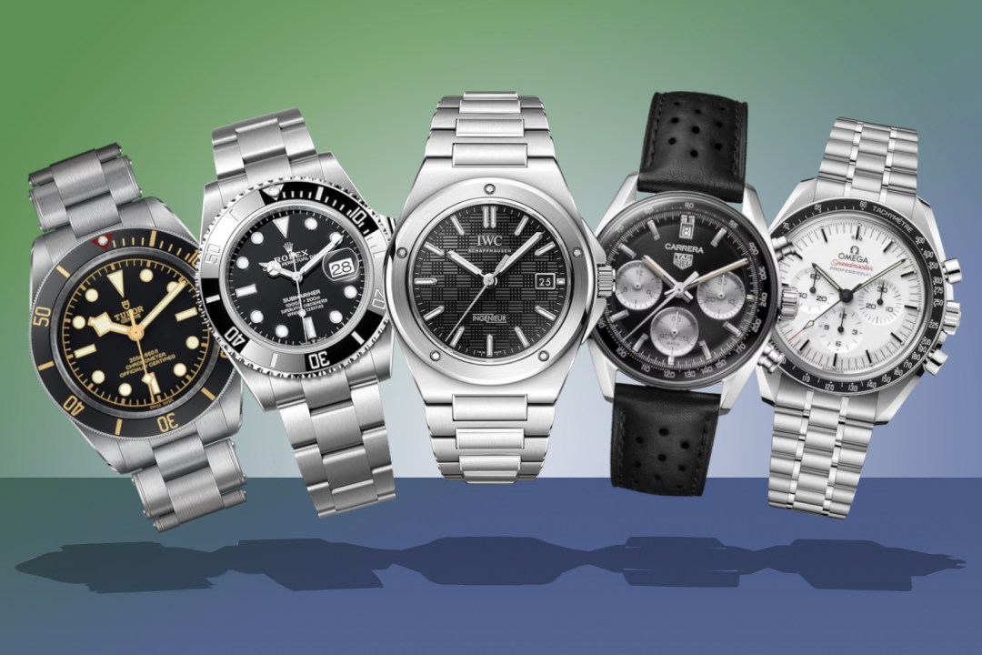 A collection of the best watches for men on a green and blue background