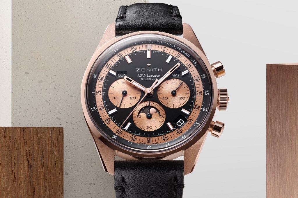 Zenith Chronomaster Original Triple Calendar Rose Gold on a desk