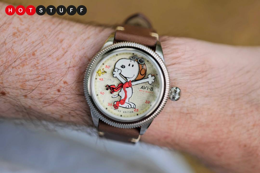 AVI-8 Snoopy Flying Ace watch on wrist