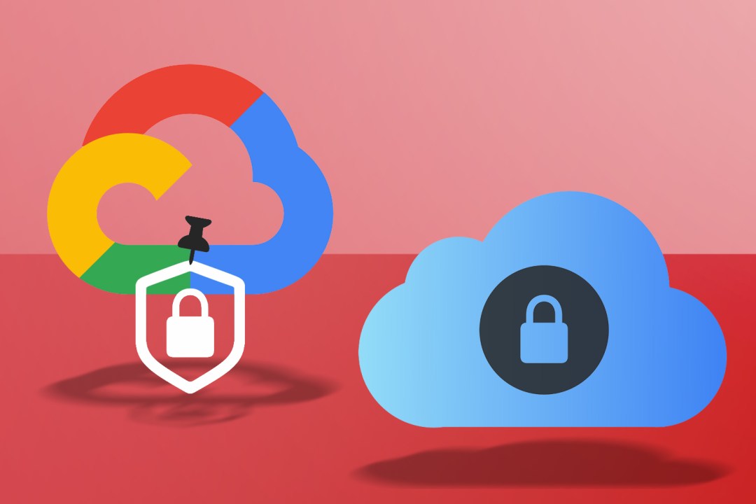 Google and Apple clouds with locks on